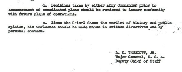 Memo to Eisenhower from Truscott, Feb. 12, 1943