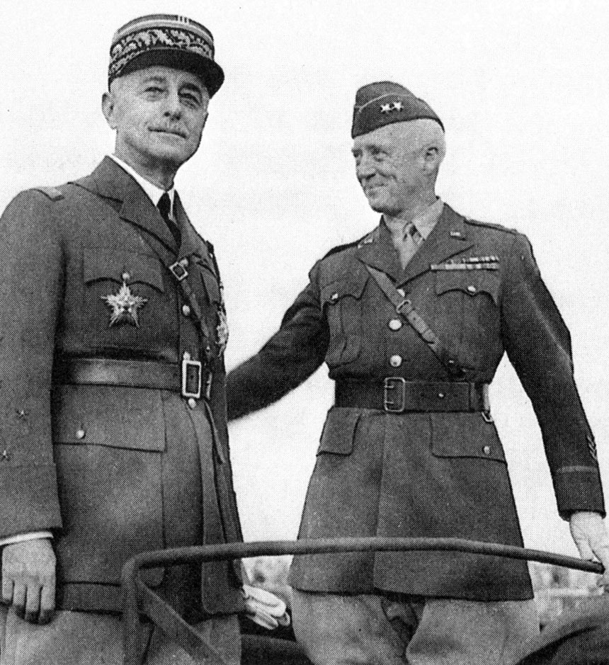 General Auguste Paul Nogues (left), the French resident-general of Morocco, and Major General George S. Patton, Jr.