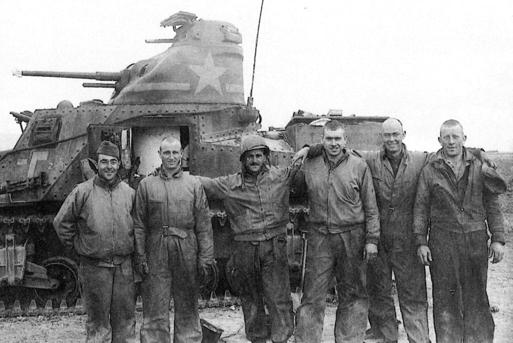 An American tank crew from the 2nd Battalion of the 1st Armored Regiment, in Tunisia, February 1943.