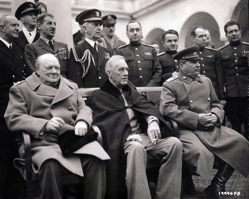 The Big Three at Yalta: Churchill, Roosevelt, and Joseph Stalin on the terrace of the Villa Livadia. The president had but two months to live.